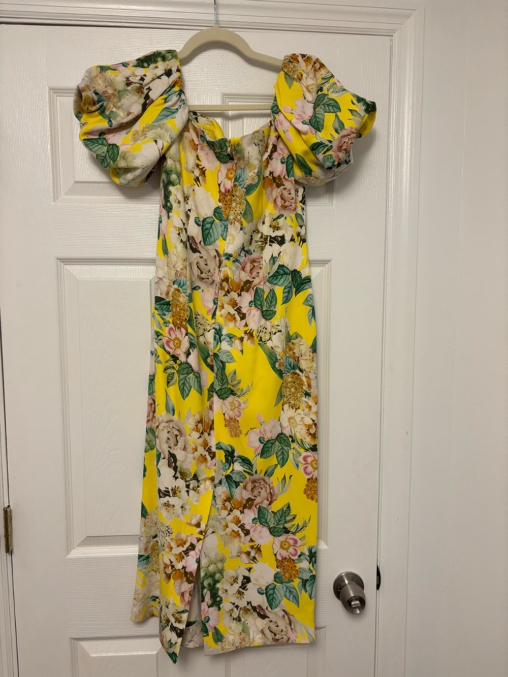 Cara Cara Floral Puff Sleeve Midi Dress Yellow Size 6 Cotton wedding guest - Picture 11 of 14